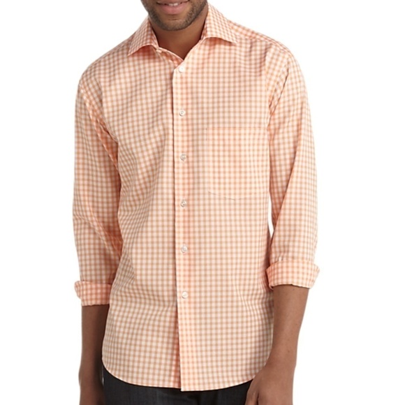 Arnau by England Shirtmakers & Co. Orange and White gingham classic button down - Picture 1 of 1